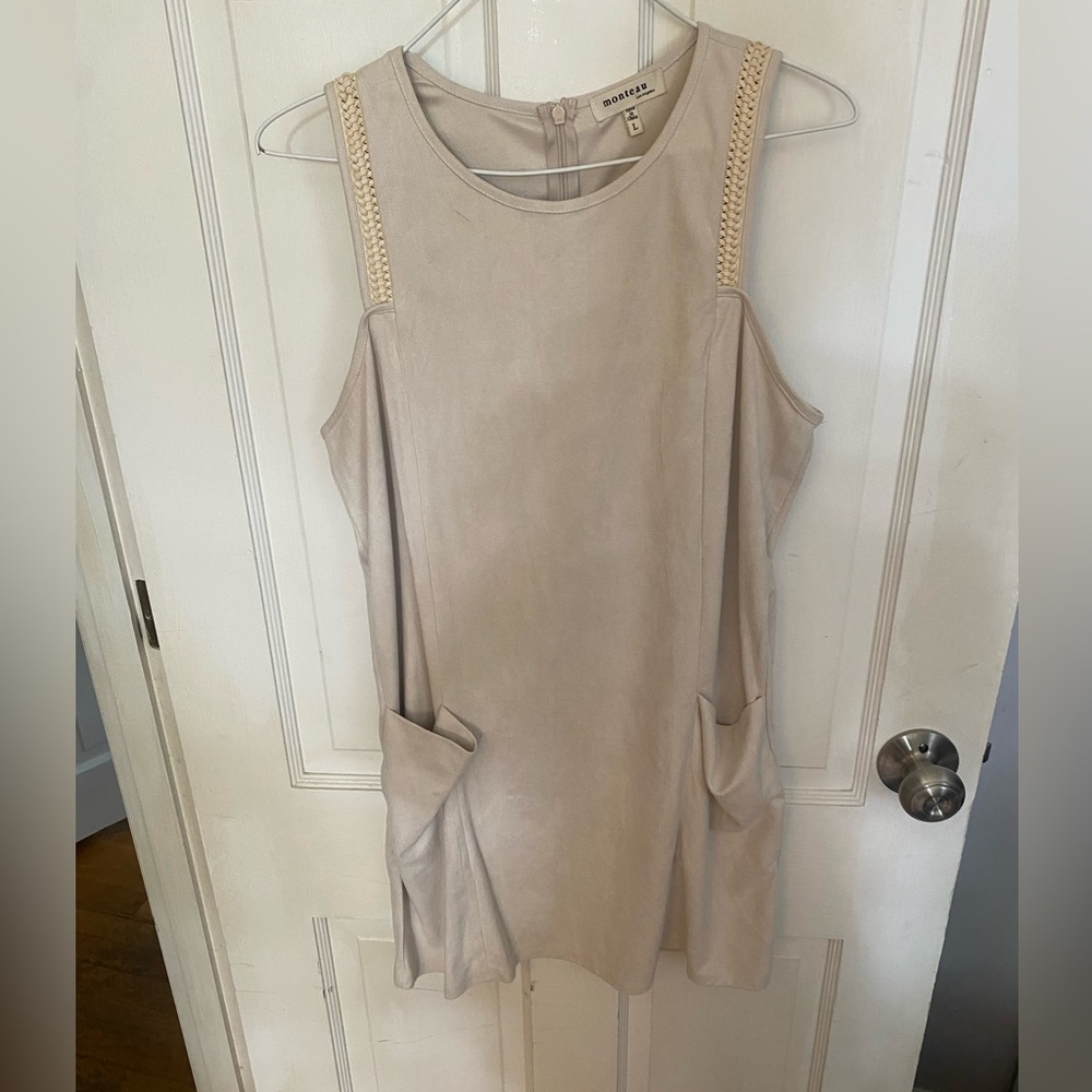 Leather tan dress
